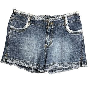 Zana Di Jean Shorts‎ Small Blue Denim Fringe Distressed Boho Chic Casual Summer